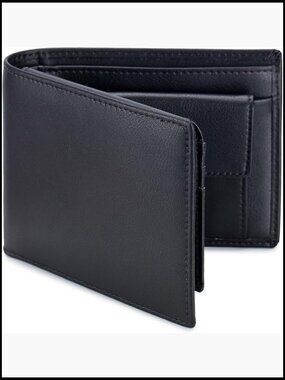 Slim Bifold Wallet RFID Blocking Genuine Leather Minimalist Coin Pocket